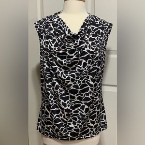 Jones New York Sleeveless Black & White Print Blouse